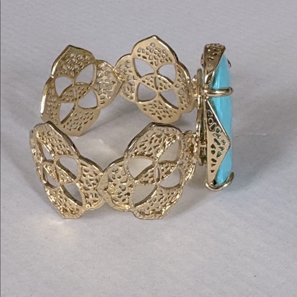 Vintage Kendra Scott Gold and Turquoise Statement Ring and Cuff Bracelet - Picture 5 of 14